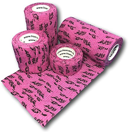 LisaCare Pflasterverband - selbstklebende Bandage 4er-Set 2,5-10cm breit - Selbstklebende Rollen - Selbstklebende Pflaster (Einhorn rosa)