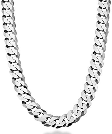 Miabella Italian Solid 925 Sterling Silver 12mm (1/2 Inch) Diamond-Cut Cuban Link Curb Chain Necklace For Men Made in Italy (20 Inches)