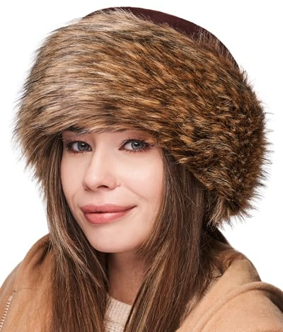 Futrzane Classic Colbacco - Cappello Pelliccia Ecologica Donna - Berretto Russo (S, Marrone - Bronzo Classic)