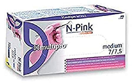 Multipro EMNP/M Guanti Monouso in Nitrile N No Medicali, Rosa, Senza Polvere, Taglia M (Confezione da 100 Pezzi)