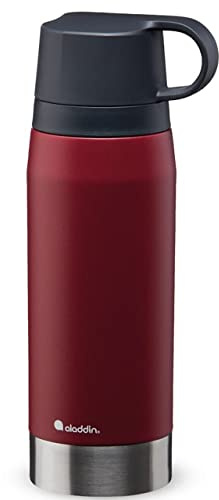 Aladdin CityPark Thermavac Twin Cup Bottle 1.1L Burgundy Red – BPA FREE Stainless Steel Bottle with Built in Twin Cup - Keeps Cold or Hot for 25 Hours - Leakproof - Dishwasher Safe