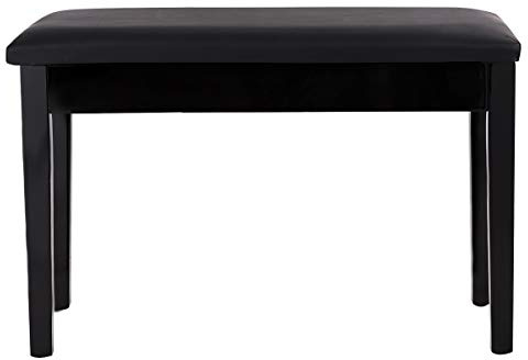 Maxmass Piano Bench with Storage Compartment, Padded Cushion and Wooden Legs, Duet Piano Keyboard Stool for Kids Adults (Straight Legs, Black)