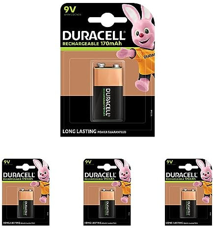 Duracell Rechargeable 9V 170 mAh Battery, pack of 4