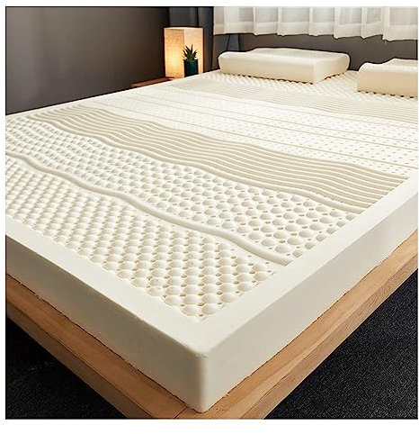 Matelas 100 % latex naturel, haute élasticité et compression, anti-acariens et anti-insectes, respirant, matelas double en latex de 5,1 cm, 80 x 190 cm
