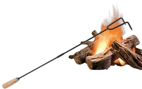 Attizzatoio per il fuoco, Attizzatoio per il fuoco all'aperto,Poker di fuoco da campeggio | Attizzatoio per caminetto da 33 pollici con manico in legno, attizzatoio lungo per falò, attrezzi per bracie