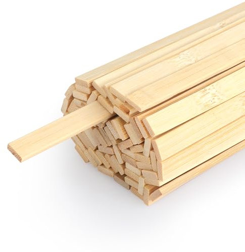 LeisuDay 70 Stück Holzstäbchen zum Basteln, Holzstäbe Eckig 30cm Lang, 9 x 3mm flache Holzleiste Holzlatte Holzspatel Bambusstäbe Bastelholz Stäbchen zum Modellbau DIY Handwerk