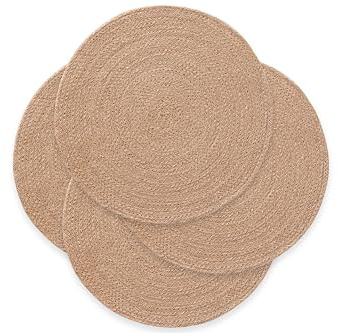 Manteles Individuales Redondos, Salvamantel Yute, Natural Hecho a Mano, 38x38 cm Pack 4 Unidades