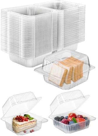 CROWNSHOP 100 Pack Cupcake Containers 5.5 inch Individual Cupcake Boxes Single for Home Baking Clear Plastic Cupcake Holder with Lids for Party Wedding Birthday