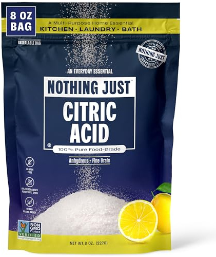 Nothing Just, Citric Acid Pure Food flavor Grade 8 OZ, Fine Grain, Non-GMO, Kitchen, Cleaning & DIY Beauty, Anhydrous, Kosher, vegan
