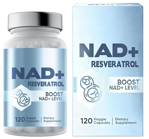 NAD+ 1500 mg & Resveratrolo, 120 Capsule Vegetariane, Energia e Sostegno Anti-Età, Anti-Invecchiamento