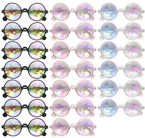 MospdyGear 20 PCS Kaleidoscope Glasses Set, Colorful Rave Party Glasses for Festivals, Events, and Celebrations, Fun Accessories for Group Activities