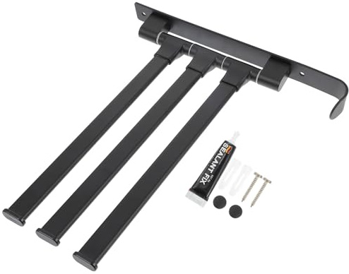 Hoement Swivel Towel Rack Wall-Mounted 3-bar Aluminum Holder Foldable Bathroom Storage Rod Black Space-Saving Organizer for Residential and Hospitality Use