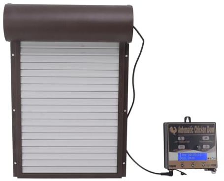 Helautomatisk DöRr Till HöNshus Automatisk Hönshusdörr Programmerbar Hönsgårdsdörr I Aluminium Med Timer Ljussensor Fjärrkontroll 3 Lägen SäKer, VäDerbestäNdig, PåLitlig(Brown)