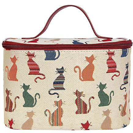 Tapisserie Signare Sac à Maquillage, Organisateur des Cosmétiques, de Voyage Trousses de Toilette, Beauty Case (Chat effronté)