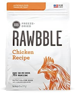 BIXBI Liberty Freeze-Dried Dog Food Topper & Treats, Chicken – 98% Meat & Organs, No Refrigeration – USA Made, 26 oz