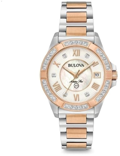 Bulova Damen Analog Quarz Uhr mit Edelstahl Armband 98R234, Mehrfarbig