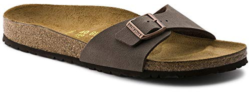 BIRKENSTOCK Classic Madrid Birko-Flor, Damen Pantoletten, Gr.-41 EU,Braun (Nubuk Mocca)