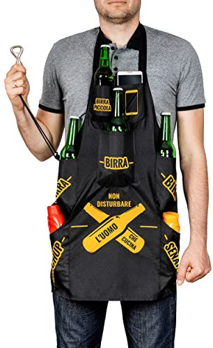 Froster Grembiule Uomo in Cucina, Grembiule da Cucina da Uomo con Tasche per Birra, Grembiule BBQ per lui, Barbecue, Regalo