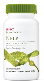 GNC SuperFoods Kelp | Plus Calcium and Iodine | Vegetarian - 180 Tablets