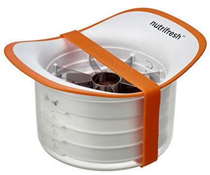 Nutrifresh Prep - Set di affettatrici per frutta e verdura, 4 accessori, affettatrice e torsolatore per mele, affettatrice e torsolo, taglio ondulato e affettatrice