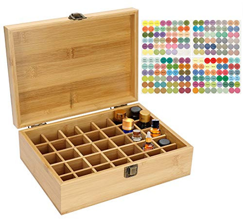 RoseFlower Caja de Almacenaje de Madera de Aceites Esenciales y Aromaterapia, 35 Botellas Aceite Contenedor Cubos de Almacenaje Organizadores para Perfumes, Fragancias, CosméTica, Joyas
