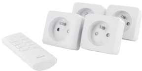 CHACON Set de 4 Mini Prises on/Off + télécommande 2300W Blanc.
