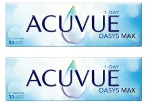Acuvue Oasys Max 1-Day Lentes diarias con tecnología TearStable y filtro de luz OptiBlue, -0.75 dpt, diámetro 14.3 mm, 30 unidades, adición, curva base 8.5 mm