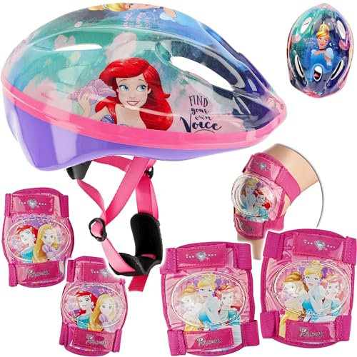 alles-meine.de GmbH 5 TLG. Set: - Sicherheitsset - Kinderhelm/Fahrradhelm - Princess - Prinzessin - Gr. 52-56 - Circa 3 bis 15 Jahre - Größen verstellbar/mitwachsend - TÜV ..
