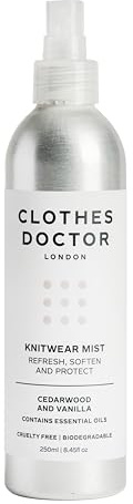 Knitwear Mist Cedarwood and Vanilla - Hated By Moths, Refresh, Scent & Soften | Spray onto Wool Cashmere Mohair Angora & Mixed Yarn Knitwear | Natural Ingredients Vegan Biodegradable Made in Britain
