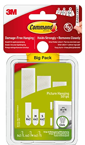 Command Picture Hanging Strips, Value Pack - 8 Large, 6 Medium, 4 Small Pairs | Damage-Free Hanging for Photos, Frames, Mirrors, Wall Décor and Signs