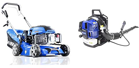 Hyundai 17/42cm 139cc Electric-Start Self-Propelled Petrol Lawnmower with 3 Year Warranty & Powerful Petrol Backpack Leaf Blower, 52cc 2 Stroke Engine, 3 Year Warranty, DIY & Tools, Blue