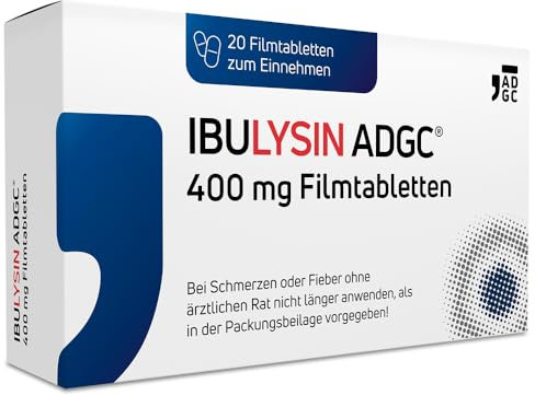 Ibulysin ADGC® 20 Filmtabletten 400mg - lindert Gliederschmerzen, Kopfschmerzen, Zahnschmerzen und Fieber - ab 12 Jahren - Entzündungshemmend