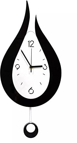 SFITVE Orologio da Parete Moderno,Silenzioso Digitale Orologi da Parete Creativo A Pendolo A Goccia D'acqua, Per Camera da Letto, Soggiorno, Cucina, Ufficio,54CM (Nero+Bianco)