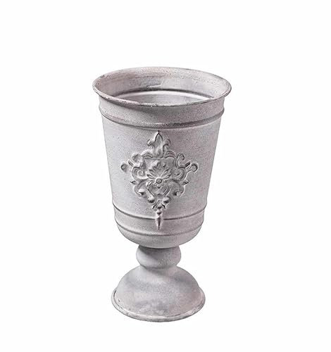 Pokal Zink Übertopf 22 cm hoch Blumenübertopf Topf Metall Gartendeko