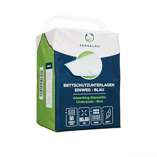 Sensalou Empapadores Desechables 60x60 cm – 200 Unidades – Protectores de Cama Impermeables y Absorbentes para Incontinencia, Bebés, Mayores, Mascotas, Higiene Sanitaria, Clínica, Protección Diaria
