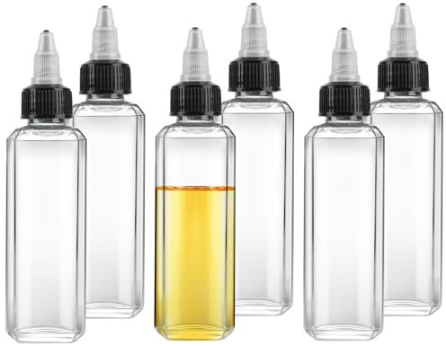6 Bouteilles d'huile à presser en plastique, 100ml Bouteilles Distributrices de Pression, Bouteille à Presser, Flacons Doseurs avec Caps, Pour Huile d'Olive, Sauce, Vinaigre, Récipient d'Huile