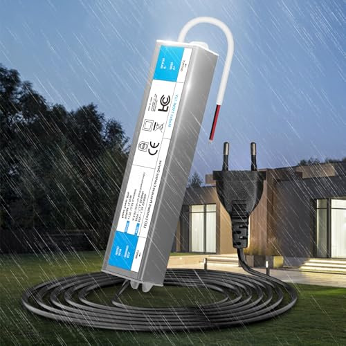 KSIBNW Trasformatore LED 12V 150W Alimentatore Impermeabile IP67 LED Driver con Spina AC 220V a DC 12V 12,5A 150W Adattatore Esterno Trasformatori Interruttore Tensione Bassa Costante Alimentatoredi