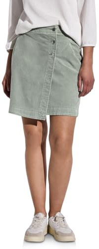 Street One Jupe en Velours côtelé pour Femme, Dusty Milky Green, 44W