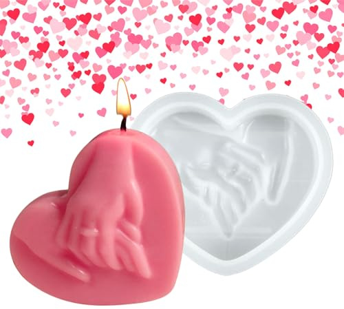 Molvela San Valentín: moldes en forma corazón flexible, fabricación bricolaje romántico | Kit suministros manejo cera yeso resina, amor silicona reutilizable con fundición artesanía diseño antiadheren