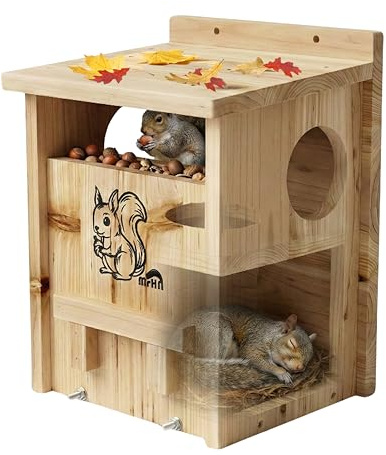 MrHN Squirrel House - with Feeder Easy DIY Kit 2 in 1 Houses and Feeder