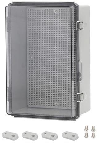 Caja Conexiones Estanca IP67,Caja Distribución Eléctrica,Caja Registro Electrico,PC Transparente Carcasa Industrial,para la Protección de Tomas de Corriente (300x200x130mm)