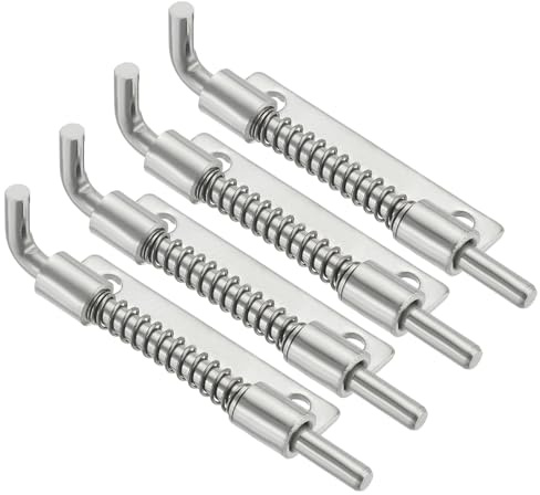 QUARKZMAN Perno Di Bloccaggio A Molla 3.35 x 0.69 Pollici, Perno A Molla Destro Per Antine Armadi Porte Rimorchi Cassapanche Cancelli In Acciaio Inox Argentato Confezione Da 4