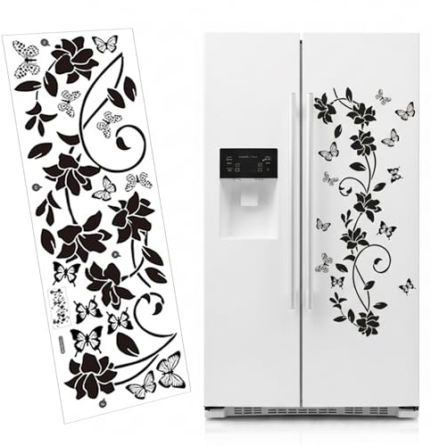 Black Bathroom Wall Stickers Vinyl Self Adhesive Floral Vine Butterfly Design for Mirror Glass Shower Door Home Decor