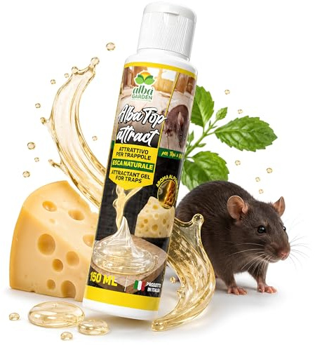 Albagarden Gel Esca Attrattiva per Trappole Topi e Ratti 150 ml, Esca Profumata Aroma Formaggio, Completamente Atossico, Sicuro per Bambini e Animali Domestici, Prodotto Italiano