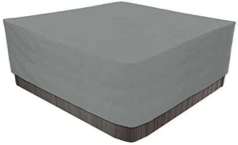 Vattentätt badtunna skydd för utomhusjacuzzi – dammtätt och vindtätt spa-skydd, 220 x 220 x 90 cm grå, perfekt för uteplatser, terrasser och alla väderförhållanden