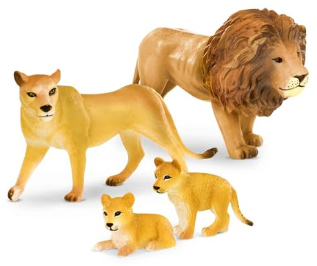 Terra by Battat- Estatuilla de león – Familia de Leones – Animales de Safari Battat Juguete, Multicolor, 12,5 x 7,49 x 8 cm (Branford Ltd. AN2827Z)