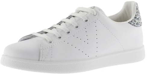 Victoria Baskets Tenis Cuir & Partie Arrière Pailletée & Logo Perforé 1125104 pour Femme Antracita 39