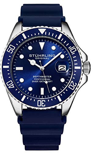 Stuhrling Original Taucheruhr für Herren - Pro Diving Watch - Sportuhren für Herren mit verschraubter Krone wasserdichte Uhr 330 Ft (Blau)