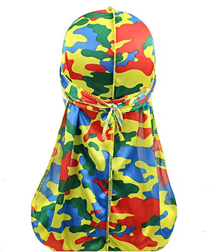 Surtido Paisley Bandana Doo Rag Cap Headwrap Hombres Mujeres Durag de seda con cola larga y correas anchas para 360 Ondas - Multi color - talla única