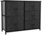 YITAHOME kommode mit Schubladen, Schrank mit 5 Schubladen aus Stoff, Aufbewahrungskommode Industrial Stil für Schlafzimmer, Wohnzimmer,Flur, Schwarz Aufbewahrungsschrank